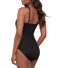 Miraclesuit Rock Solid Europa Asymmetrical Neck Underwire Bra One Piece Swimsuit