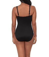 Miraclesuit Rock Solid Polaris Square Neck Underwire Bra One Piece Swimsuit