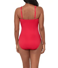 Miraclesuit Rock Solid Polaris Square Neck Underwire Bra One Piece Swimsuit