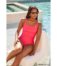 Miraclesuit Rock Solid Polaris Square Neck Underwire Bra One Piece Swimsuit