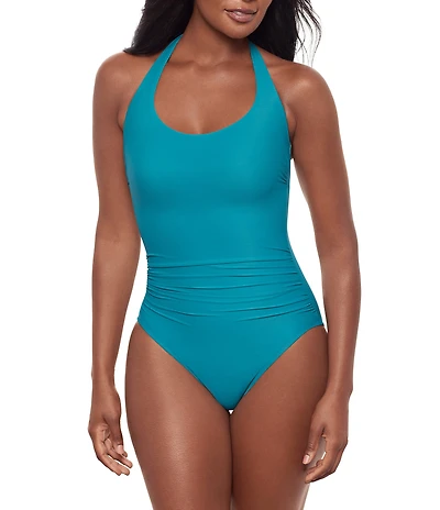 Miraclesuit Rock Solid Utopia Halter Tie Neck Underwire One Piece Swimsuit