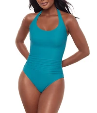 Miraclesuit Rock Solid Utopia Halter Tie Neck Underwire One Piece Swimsuit