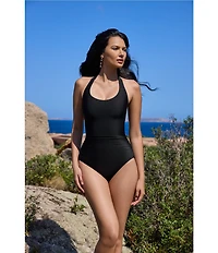 Miraclesuit Rock Solid Utopia Halter Tie Neck Underwire One Piece Swimsuit