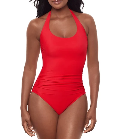 Miraclesuit Rock Solid Utopia Halter Tie Neck Underwire One Piece Swimsuit