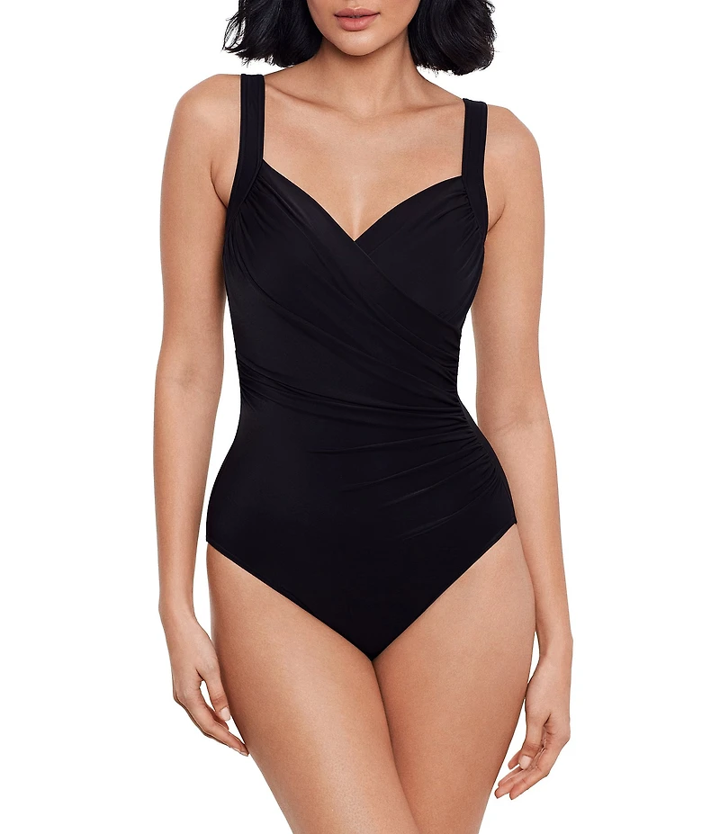 Miraclesuit Sanibel Surplice V-Neck Underwire Shirred One Piece Swimsuit