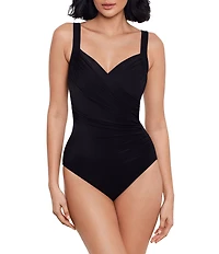 Miraclesuit Sanibel Surplice V-Neck Underwire Shirred One Piece Swimsuit