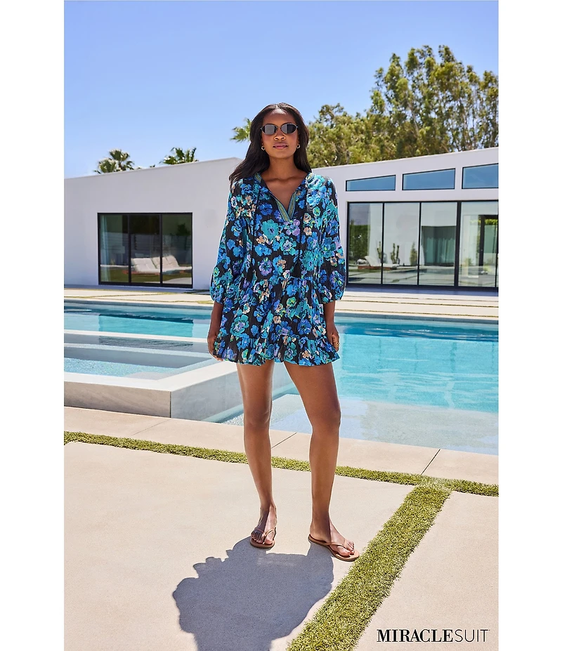 Miraclesuit Secret Garden Tiered Ruffle A-Line Dress Swim Cover-Up