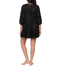 Miraclesuit Shimmer Gold Jacquard Embroidered Split V-Neck Beach Dress Swim Cover-Up