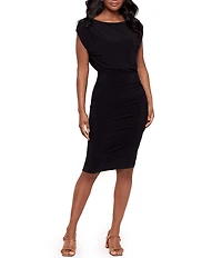 Miraclesuit Solid Bali Crew Neck Cap Sleeve Blouson Dress