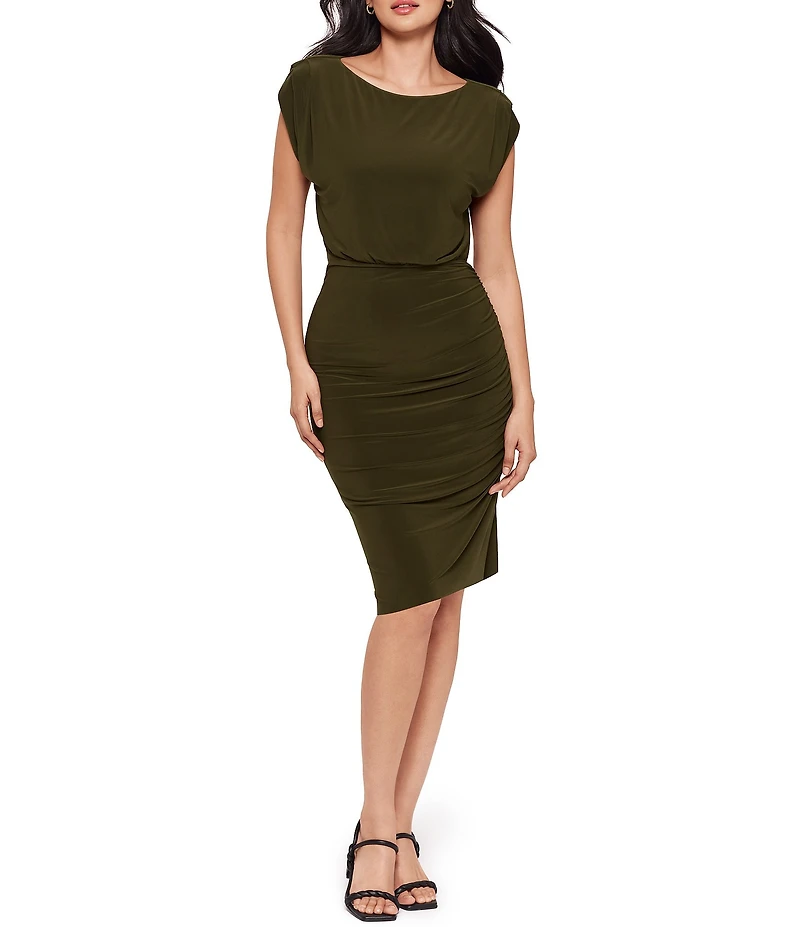 Miraclesuit Solid Bali Crew Neck Cap Sleeve Blouson Dress