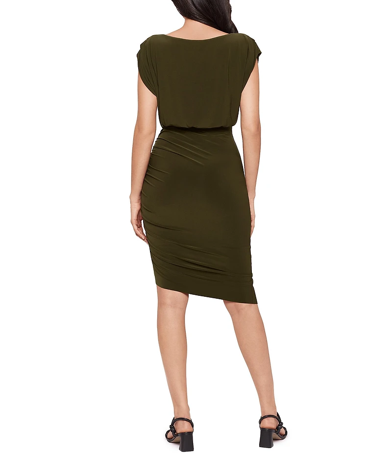 Miraclesuit Solid Bali Crew Neck Cap Sleeve Blouson Dress