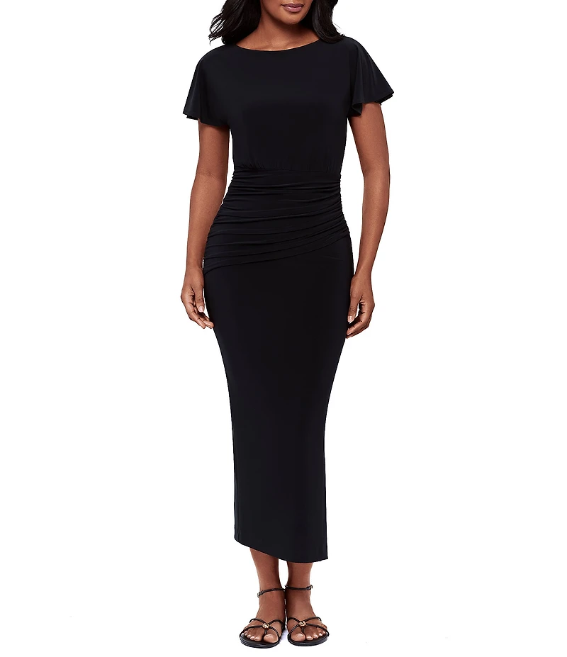 Miraclesuit Solid Kaia Boat Neck Short Sleeve Midi Dress