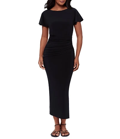 Miraclesuit Solid Kaia Boat Neck Short Sleeve Midi Dress