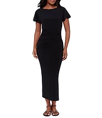 Miraclesuit Solid Kaia Boat Neck Short Sleeve Midi Dress