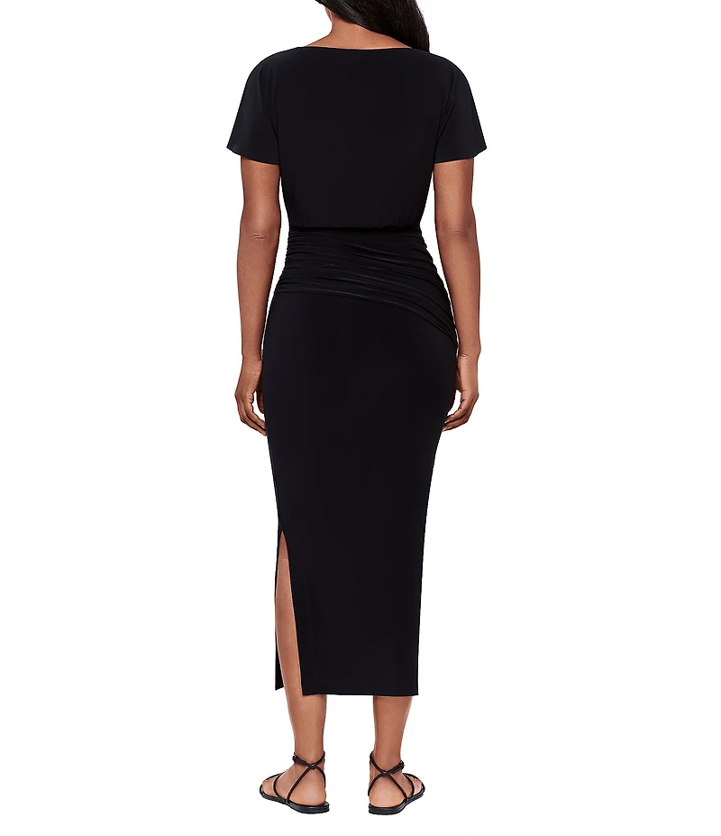 Miraclesuit Solid Kaia Boat Neck Short Sleeve Midi Dress