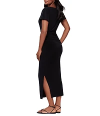 Miraclesuit Solid Kaia Boat Neck Short Sleeve Midi Dress