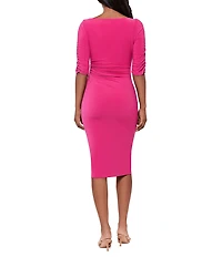 Miraclesuit Solid Lumi Boat Neck Short Sleeve Shaping Midi Dress