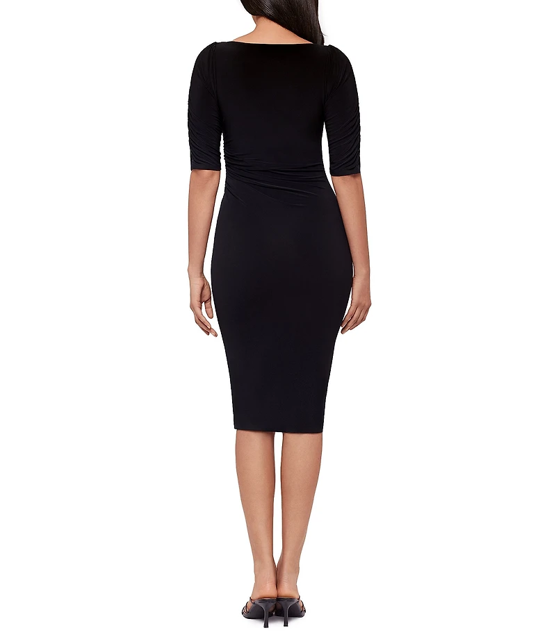 Miraclesuit Solid Lumi Boat Neck Short Sleeve Shaping Midi Dress
