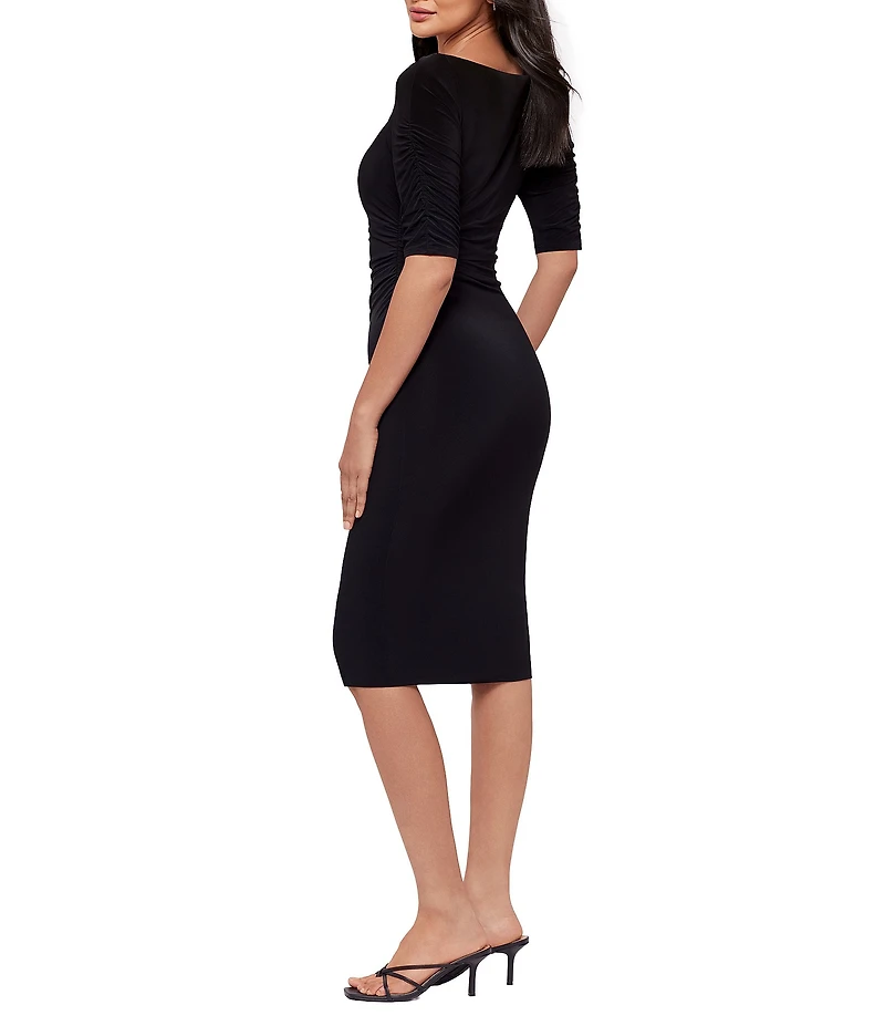 Miraclesuit Solid Lumi Boat Neck Short Sleeve Shaping Midi Dress