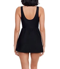 Miraclesuit Solid Marais Twist Front V-Neck One Piece Swim Dress