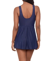 Miraclesuit Solid Marais Twist Front V-Neck One Piece Swim Dress