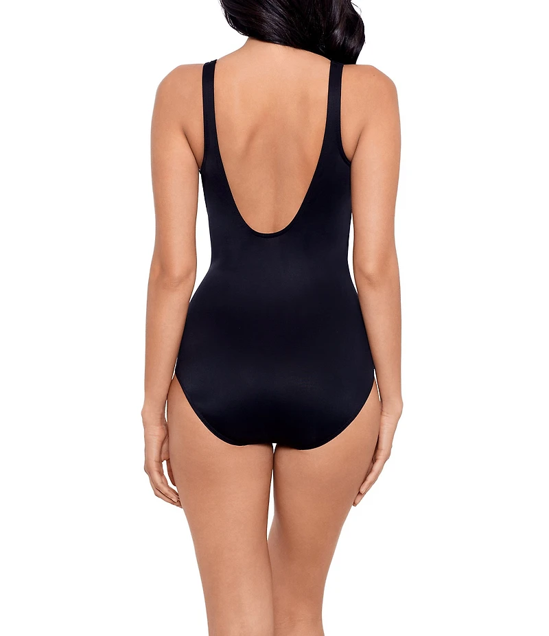 Miraclesuit Solid Oceanus Underwire V-Neck Surplice One Piece Swimsuit