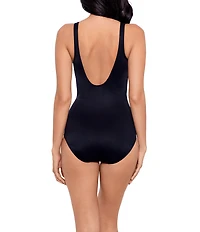 Miraclesuit Solid Oceanus Underwire V-Neck Surplice One Piece Swimsuit