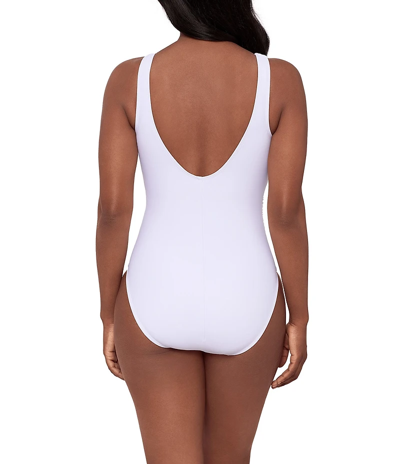 Miraclesuit Solid Razzle Dazzle Swizzle Plunge Neck Underwire One Piece Swimsuit