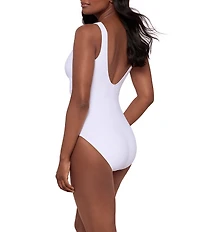 Miraclesuit Solid Razzle Dazzle Swizzle Plunge Neck Underwire One Piece Swimsuit