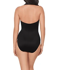 Miraclesuit Solid Razzle Dazzle Theia Plunge V-Neck One Piece Swimsuit