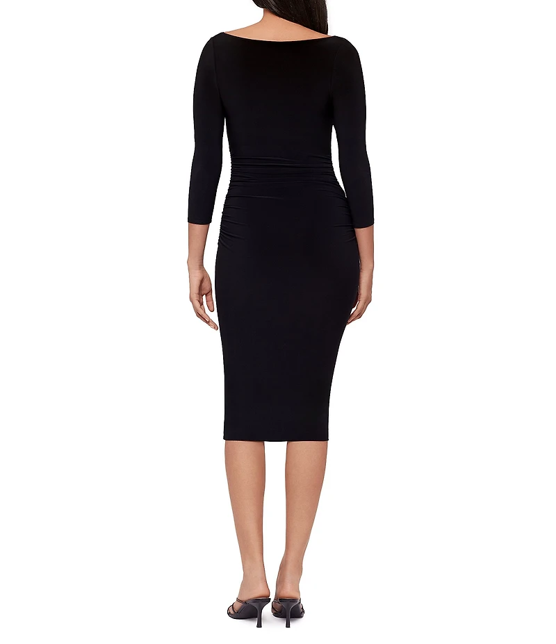 Miraclesuit Solid Rory Boat Neck 3/4 Sleeve Shaping Midi Bodycon Dress