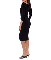 Miraclesuit Solid Rory Boat Neck 3/4 Sleeve Shaping Midi Bodycon Dress