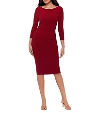 Miraclesuit Solid Rory Boat Neck 3/4 Sleeve Shaping Midi Bodycon Dress