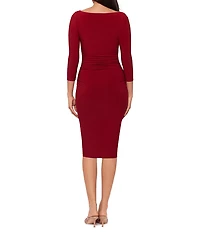 Miraclesuit Solid Rory Boat Neck 3/4 Sleeve Shaping Midi Bodycon Dress