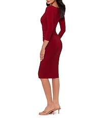 Miraclesuit Solid Rory Boat Neck 3/4 Sleeve Shaping Midi Bodycon Dress