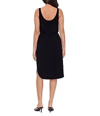 Miraclesuit Solid Tali V-Neck Sleeveless Knotted Waist Shaping Midi Dress