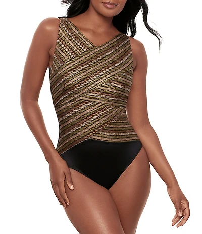 Miraclesuit Sparkle Sands Brio High Neck Underwire One Piece Swimsuit