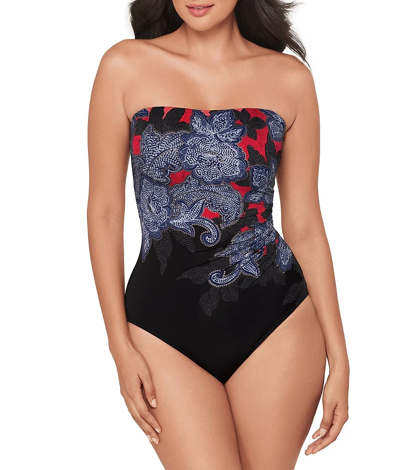 Miraclesuit Steel Magnolias Avanti Hidden Underwire Bandeau One Piece Swimsuit