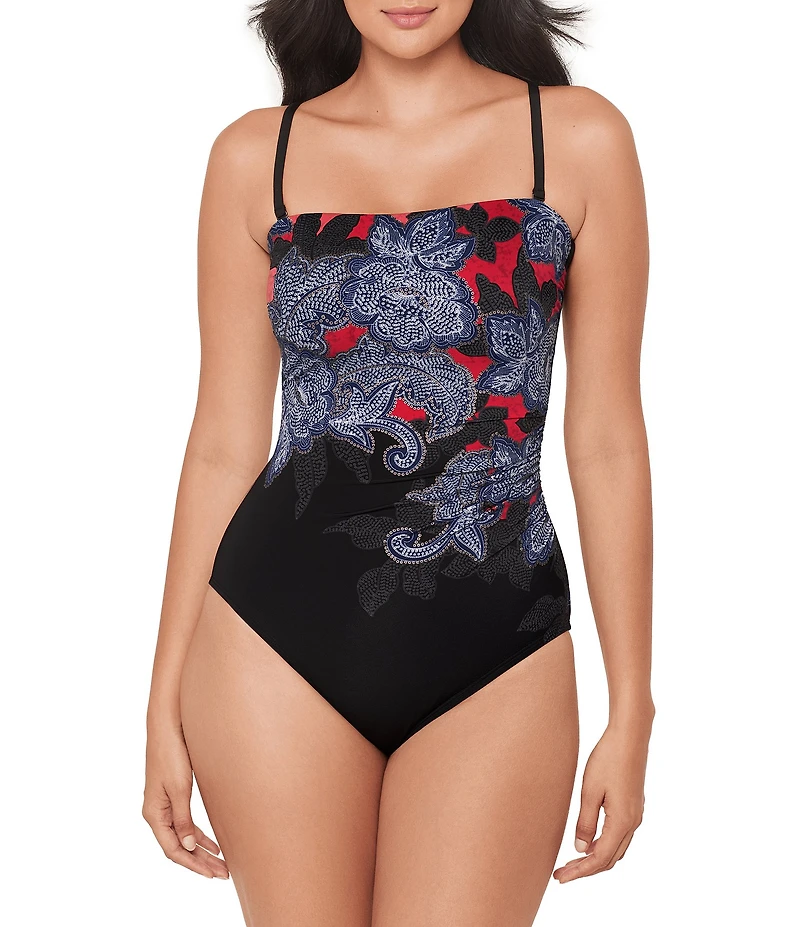 Miraclesuit Steel Magnolias Avanti Hidden Underwire Bandeau One Piece Swimsuit