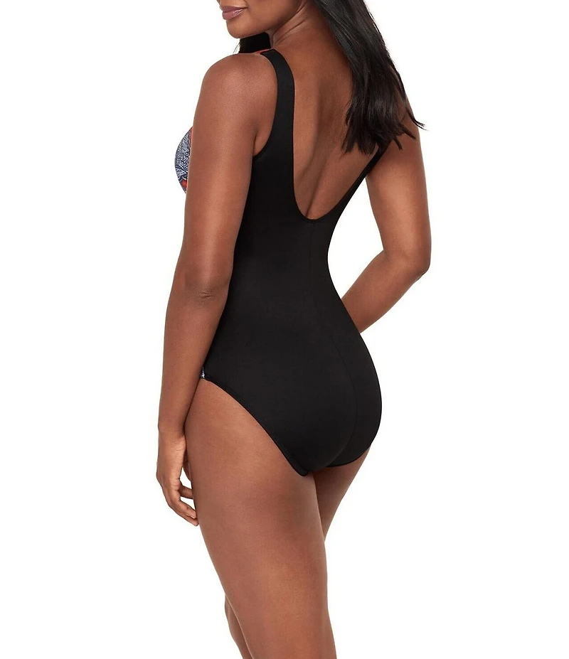 Miraclesuit Steel Magnolias Regatta Bateau High Neck One Piece Swimsuit