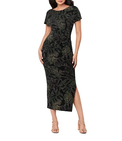 Miraclesuit Stellar Palma Sami Boat Neck Short Sleeve Shaping Midi Dress