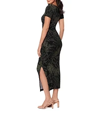 Miraclesuit Stellar Palma Sami Boat Neck Short Sleeve Shaping Midi Dress