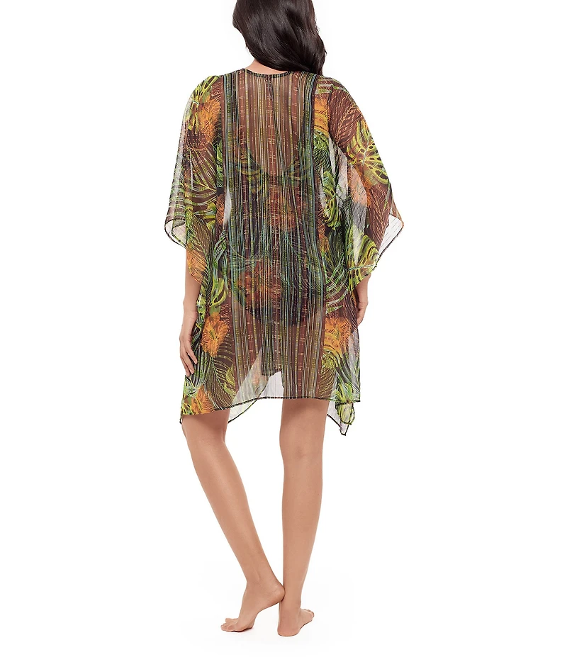 Miraclesuit Sunset Islet Lace-Up V-Neck Caftan Swim Cover-Up