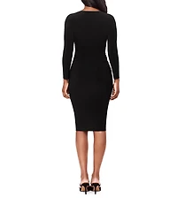 Miraclesuit Suri Solid Scoop Neck Long Sleeve Shirred Bodycon Dress