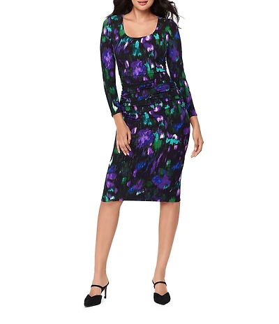 Miraclesuit Suri Violetta Scoop Neck Long Sleeve Shirred Bodycon Dress