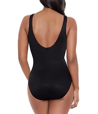 Miraclesuit Twisted Sisters Esmeralda Solid Surplice Neck Underwire Bra One Piece Swimsuit