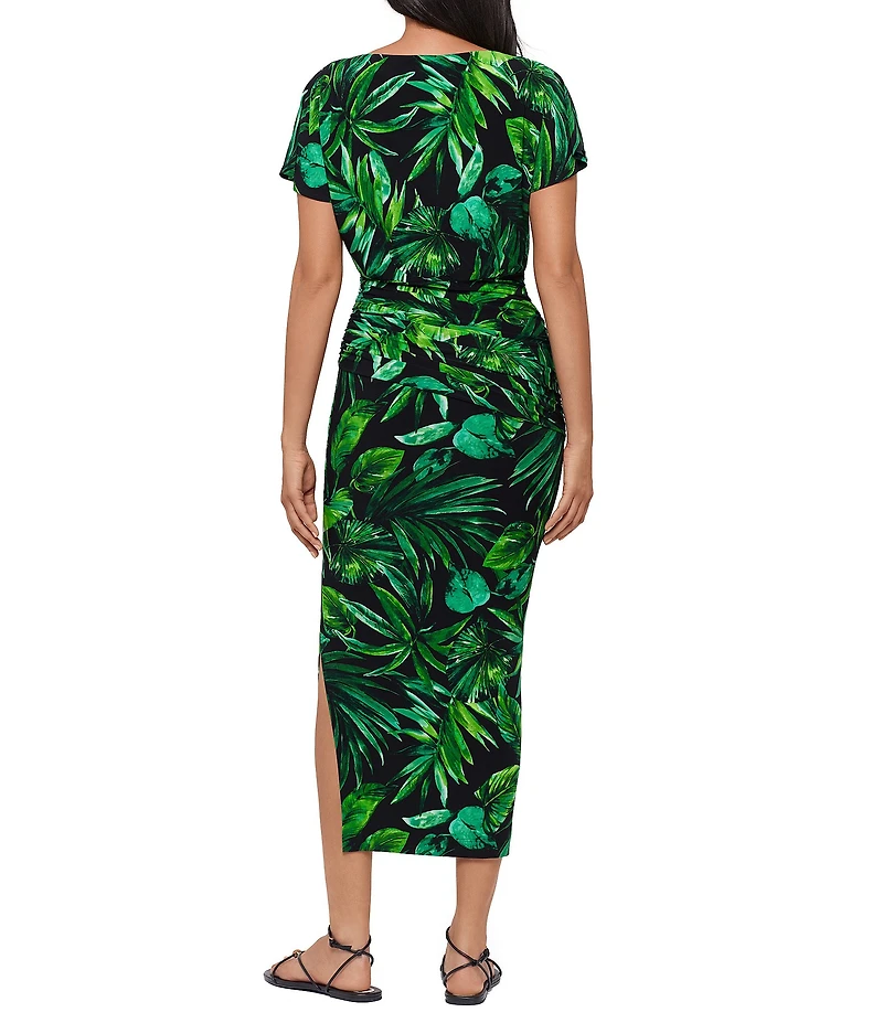 Miraclesuit Verdure Kaia Boat Neck Short Sleeve Shaping Maxi Dress