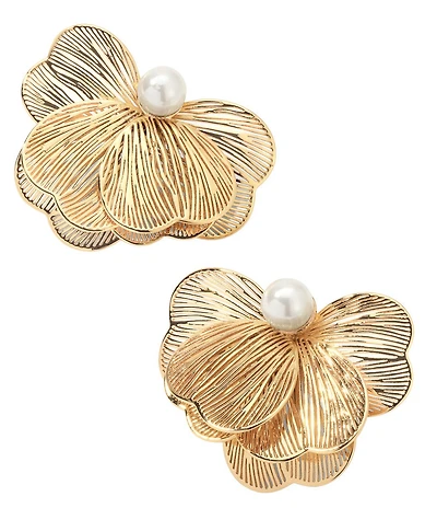 Miranda Frye Lily Pearl Flower Statement Stud Earrings