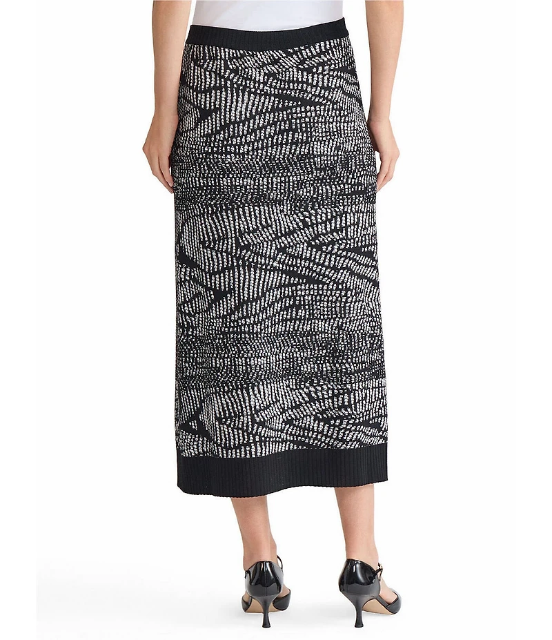 MISOOK Abstract Animal Print Coordinating Soft Knit Side Button Midi Skirt