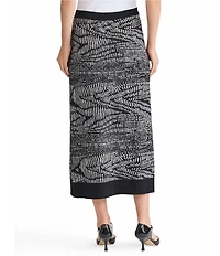 MISOOK Abstract Animal Print Coordinating Soft Knit Side Button Midi Skirt